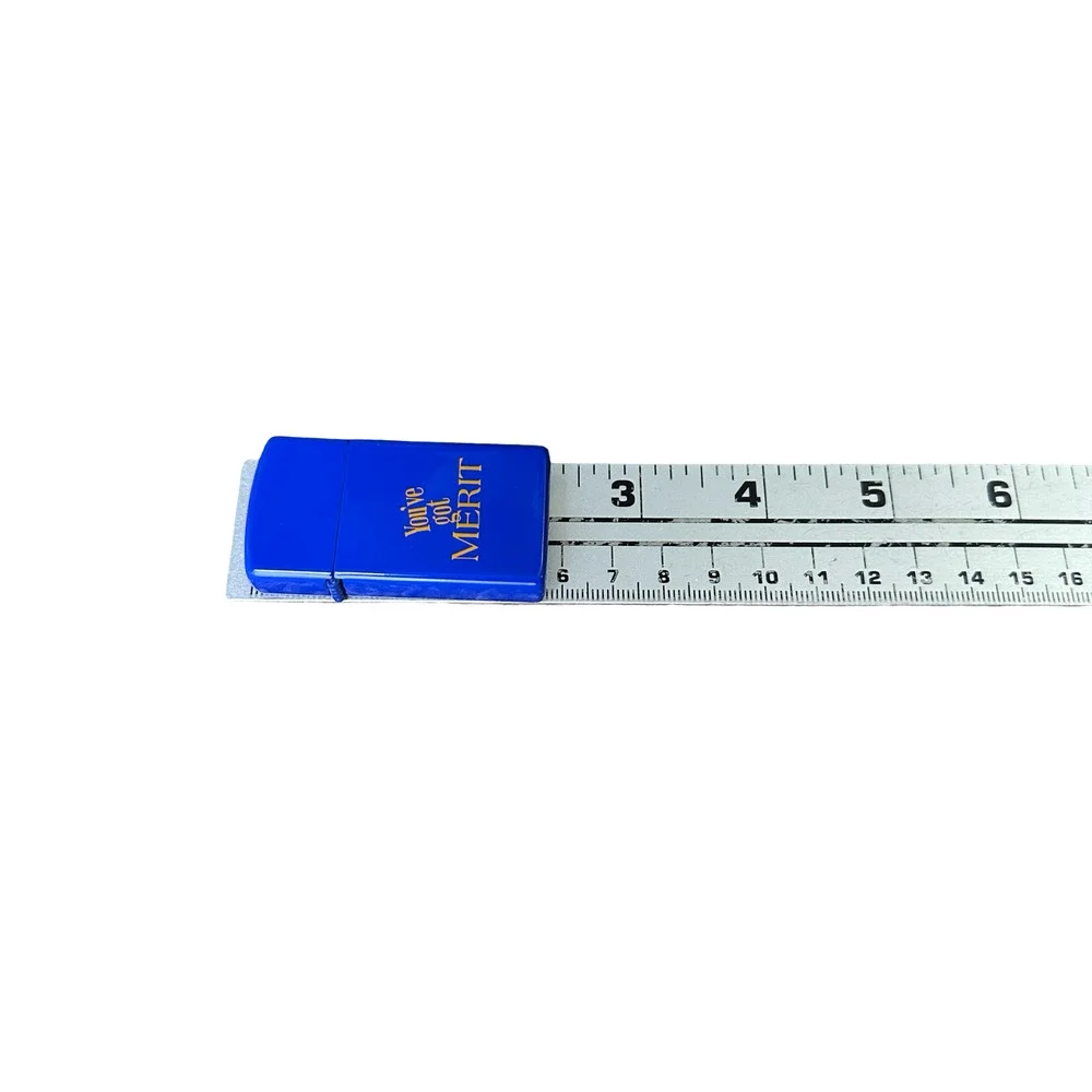 Vintage You've Got Merit Cigarette Lighter‎ Blue Smoking Advertising Metal New